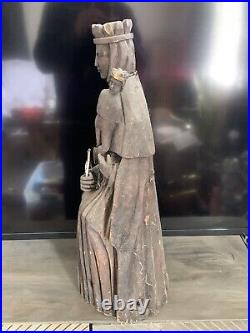 Antique Wood carved Mary large religious statue 1700-1800s 24 tall! Jesus