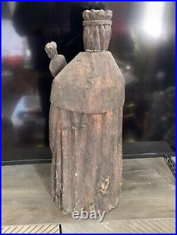 Antique Wood carved Mary large religious statue 1700-1800s 24 tall! Jesus