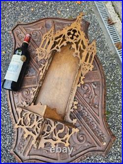 Antique Wood carved Religious chapel niche for saint statue crucifix