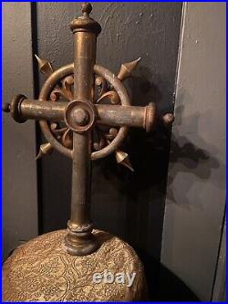 Antique Wooden Gilded Cross Religious Altar Large