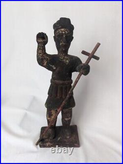 Antique Wooden Santo/Bulto Archangel San Miguel 15 Tall Religious Circa Old