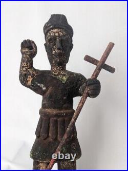 Antique Wooden Santo/Bulto Archangel San Miguel 15 Tall Religious Circa Old