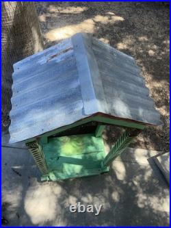 Antique Wooden With Metal Roof Niche For Religious Relic 48 tall