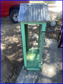 Antique Wooden With Metal Roof Niche For Religious Relic 48 tall