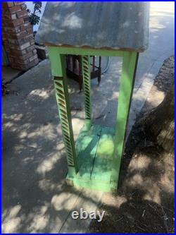 Antique Wooden With Metal Roof Niche For Religious Relic 48 tall