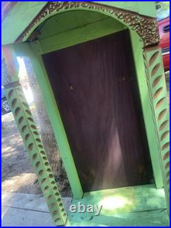 Antique Wooden With Metal Roof Niche For Religious Relic 48 tall