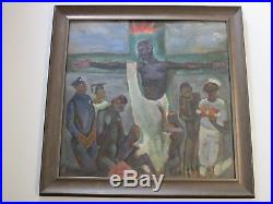 Antique Wpa Painting Romano Black Americana Icon Modernism Expressionism 1930's