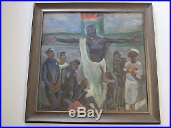 Antique Wpa Painting Romano Black Americana Icon Modernism Expressionism 1930's