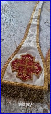 Antique XIX century religious ecclesiastical catholic priest stole and handle