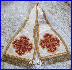 Antique XIX century religious ecclesiastical catholic priest stole and handle