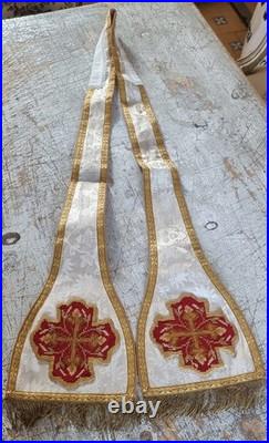 Antique XIX century religious ecclesiastical catholic priest stole and handle
