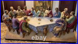 Antique XL 30 Chalk relief Last supper plaque religious apostles religious