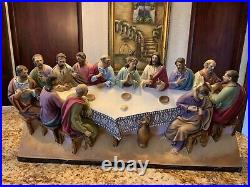 Antique XL 30 Chalk relief Last supper plaque religious apostles religious