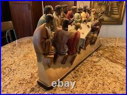 Antique XL 30 Chalk relief Last supper plaque religious apostles religious