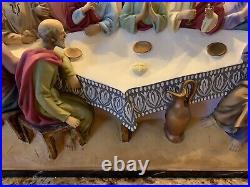 Antique XL 30 Chalk relief Last supper plaque religious apostles religious