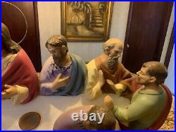 Antique XL 30 Chalk relief Last supper plaque religious apostles religious