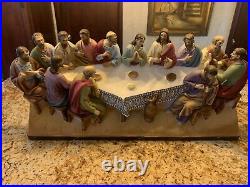 Antique XL 30 Chalk relief Last supper plaque religious apostles religious