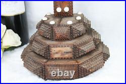 Antique XL French 1900 Tramp art folkloric handwork crucifix religious