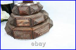 Antique XL French 1900 Tramp art folkloric handwork crucifix religious