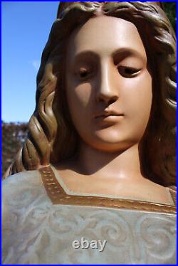 Antique XL French ceramic Bust statue SAINT CECILE religious church rare