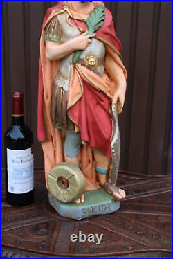 Antique XL ceramic chalk statue saint victor marseille rare religious
