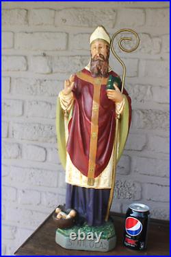 Antique XL ceramic saint nicholas saint bishop statue sculpture religious