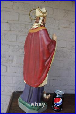 Antique XL ceramic saint nicholas saint bishop statue sculpture religious