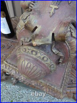 Antique XL french religious church ceramic angels fleur de lys console statue