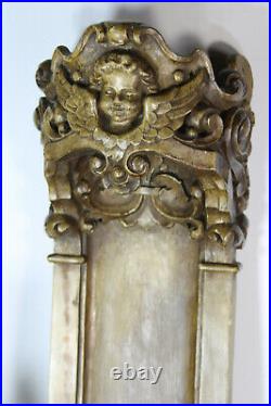 Antique XL french religious church chalk putti angels chapel Wall console statue