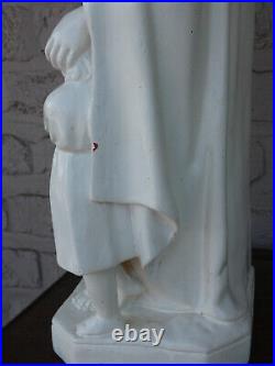 Antique XL jesus with children statue ceramic chalk religious