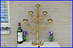 Antique XL neo gothic church altar candelabra candle holder religious brass