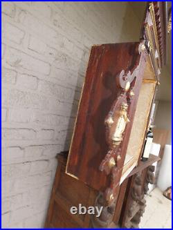 Antique XL religious Wood carved religious chapel niche for saint crucifix