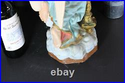 Antique XL saint archangel chalk French religious statue candle holder