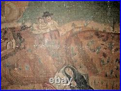 Antique and Original Mexican Retablo Oil Painting ca. 1820 Canvas on Wood Board