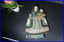 Antique belgian ceramic wall plaque madonna child religious figurine