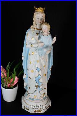 Antique bisque porcelain madonna Figurine statue religious