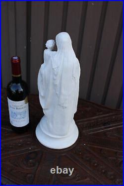Antique bisque porcelain madonna child statue religious