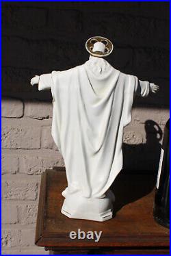 Antique bisque porcelain sacred heart christ statue figurine religious