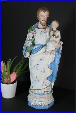 Antique bisque porcelain saint joseph Figurine statue religious