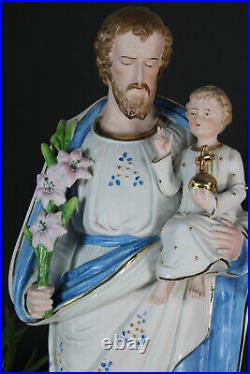 Antique bisque porcelain saint joseph Figurine statue religious