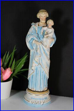 Antique bisque porcelain statue saint joseph religious figurine