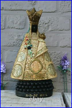 Antique black madonna chalkware nd de hal figurine statue religious rare