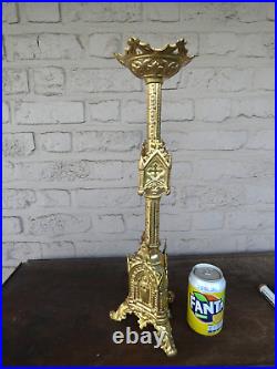 Antique brass neo gothic religious candle holder candlestick