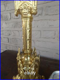 Antique brass neo gothic religious candle holder candlestick