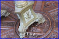 Antique bronze altar church candle holders crucifix set religious rare