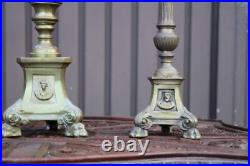 Antique bronze altar church candle holders crucifix set religious rare