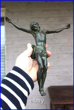 Antique bronze corpus christ figurine statue religious