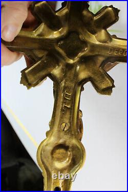 Antique bronze crucifix Religious marked DL