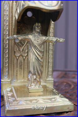 Antique bronze jesus figurine in neo gothic chapel statue religious