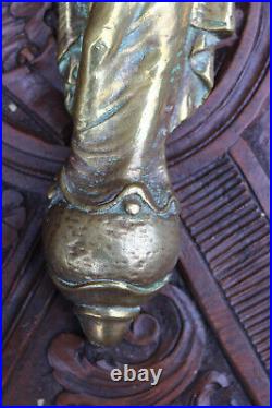 Antique bronze wall plaque madonna figurine statue religious